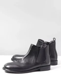 Bottines Chelsea marron en cuir véritable bout rond à enfiler