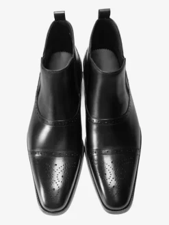 Bottines Chelsea montantes en cuir à bout carré pour homme