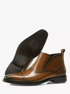 Bottines Chelsea montantes en cuir à bout carré pour homme