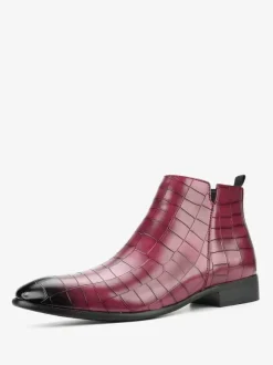 Bottines Chelsea noires à bout rond pour homme motif pierre