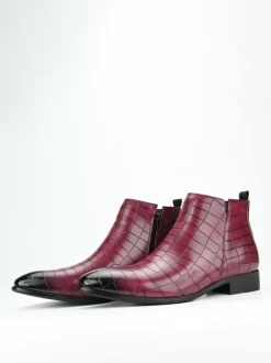 Bottines Chelsea noires à bout rond pour homme motif pierre