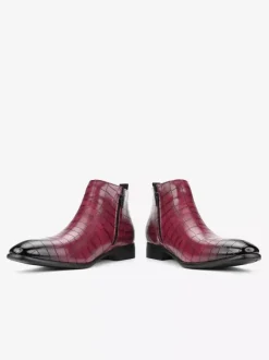 Bottines Chelsea noires à bout rond pour homme motif pierre