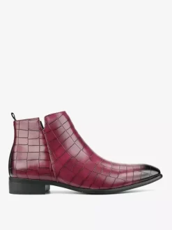 Bottines Chelsea noires à bout rond pour homme motif pierre