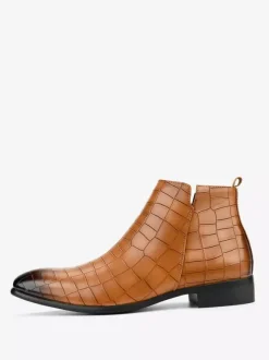 Bottines Chelsea noires à bout rond pour homme motif pierre