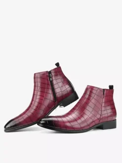 Bottines Chelsea noires à bout rond pour homme motif pierre
