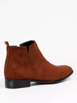 Bottines Chelsea pour hommes bout rond à enfiler plates à la cheville