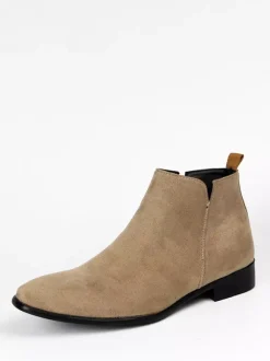 Bottines Chelsea pour hommes bout rond à enfiler plates à la cheville