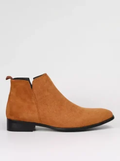Bottines Chelsea pour hommes bout rond à enfiler plates à la cheville