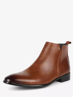 Bottines Chelsea pour hommes bout rond à enfiler plates à la cheville