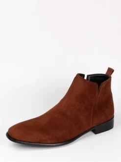 Bottines Chelsea pour hommes bout rond à enfiler plates à la cheville