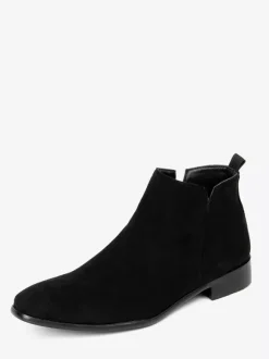 Bottines Chelsea pour hommes bout rond à enfiler plates à la cheville