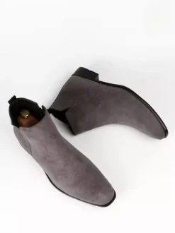 Bottines Chelsea pour hommes bout rond à enfiler plates à la cheville