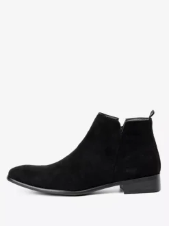 Bottines Chelsea pour hommes bout rond à enfiler plates à la cheville