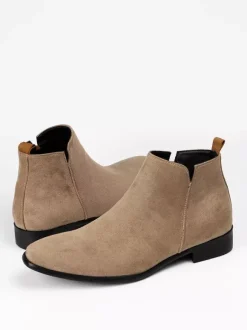 Bottines Chelsea pour hommes bout rond à enfiler plates à la cheville