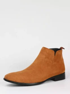 Bottines Chelsea pour hommes bout rond à enfiler plates à la cheville