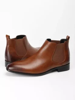 Bottines Chelsea pour homme bout carré à enfiler plates habillées à la cheville