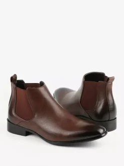 Bottines Chelsea pour homme bout carré à enfiler plates habillées à la cheville