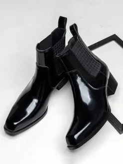 Bottines Chelsea pour hommes en cuir de vachette chic bottines courtes noires