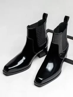 Bottines Chelsea pour hommes en cuir de vachette chic bottines courtes noires