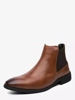 Bottines Chelsea pour homme bout pointu fines en cuir à talon bas