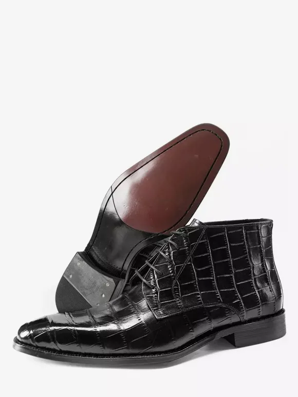Bottines Chukka pour hommes en cuir véritable à lacets et bottines courtes