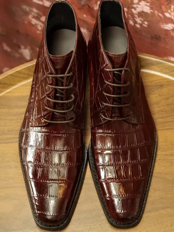 Bottines Chukka pour hommes en cuir véritable à lacets et bottines courtes