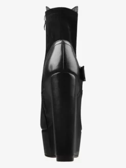 Bottines Compensées Noires À Boucle À Talon Épais Femmes