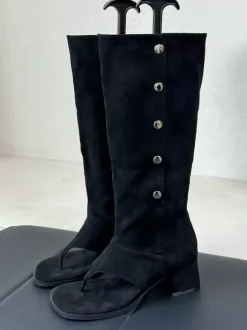 Bottines Détails métalliques pour femmes Talon épais Sandales de gladiateur Bottes d'été Polyester En