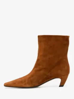 Bottines en daim marron Bottines à bout carré à talon chaton