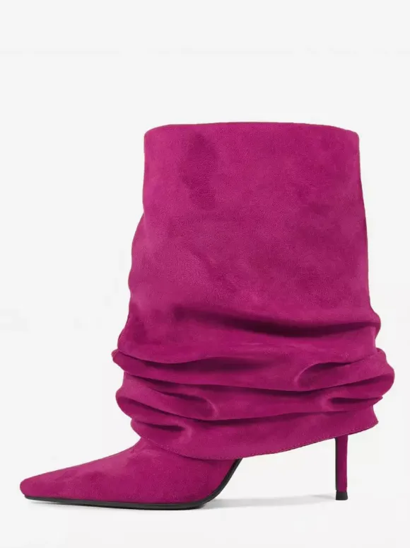Bottines en daim pour femmes bout pointu style souple