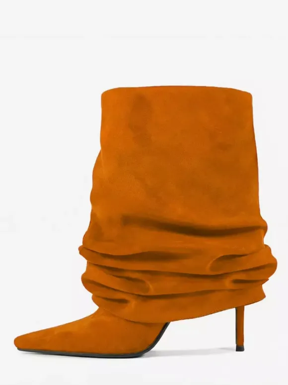 Bottines en daim pour femmes bout pointu style souple