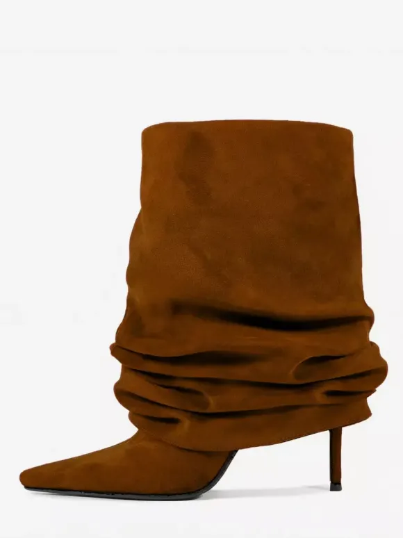 Bottines en daim pour femmes bout pointu style souple