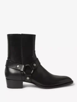 Bottines en daim pour hommes bout rond boucle talon épais style décontracté