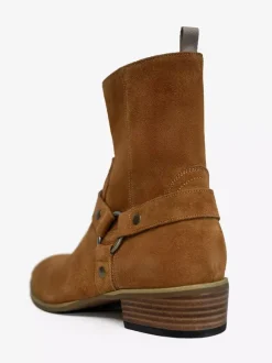 Bottines en daim pour hommes bout rond boucle talon épais style décontracté
