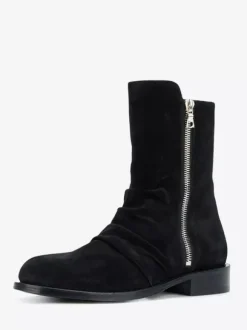 Bottines en daim pour homme bout rond fermeture éclair