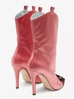Bottines en satin à bout pointu et n艙ud pour femmes à talons hauts