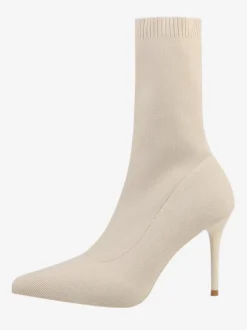 Bottines femme abricot bout pointu talon aiguille bottines à gants
