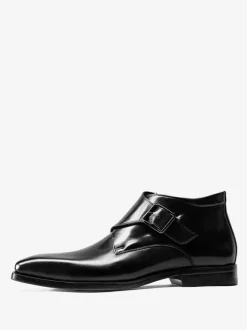 Bottines Habillées Hommes En Cuir De Vachette Chic Noires à Boucle