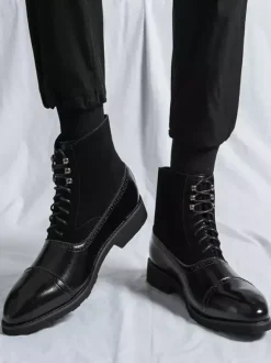 Bottines habillées pour hommes à bout pointu style Oxford à lacets en cuir suédé