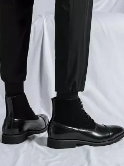 Bottines habillées pour hommes à bout pointu style Oxford à lacets en cuir suédé