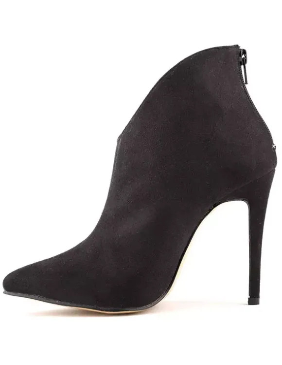 Bottines jaunes en daim à talons hauts et bout pointu fermeture éclair pour femmes