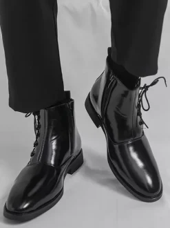Bottines marron pour homme bout rond lacets