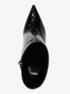 Bottines noires à bout pointu et talons hauts avec motif pierre