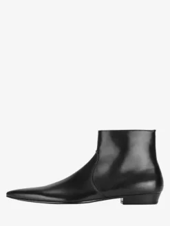 Bottines noires à bout pointu en cuir véritable