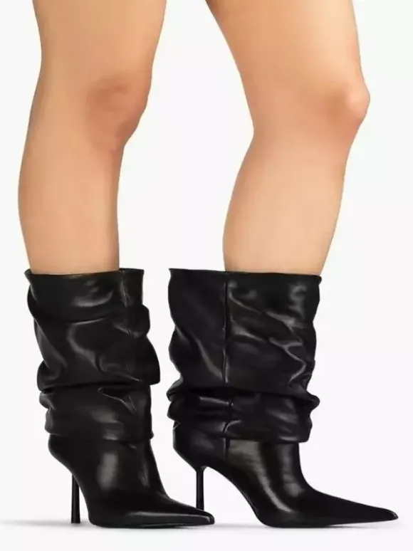 Bottines noires à bout pointu et talons hauts pour femmes