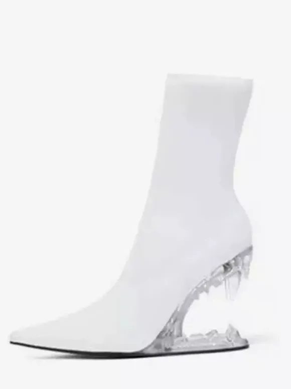 Bottines noires à bout pointu et talon compensé en PU