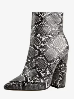 Bottines noires à fermeture éclair pour femmes bottes à bout pointu et talon épais