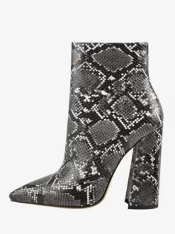 Bottines noires à fermeture éclair pour femmes bottes à bout pointu et talon épais