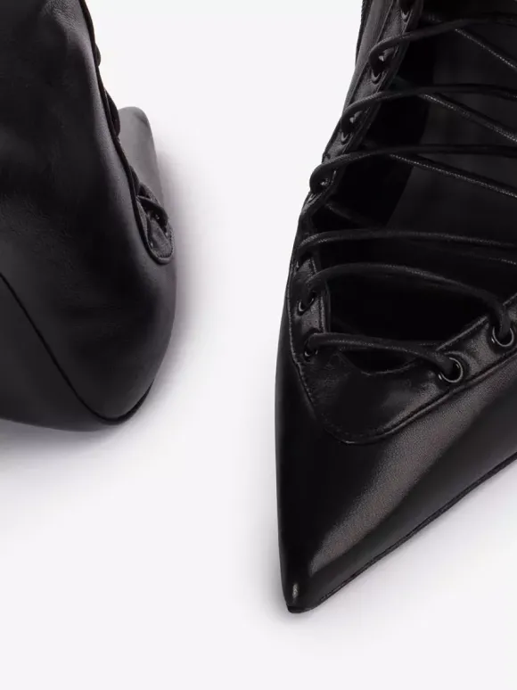 Bottines noires à lacets bout pointu talons hauts