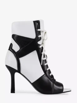 Bottines noires à lacets et bout ouvert pour femme